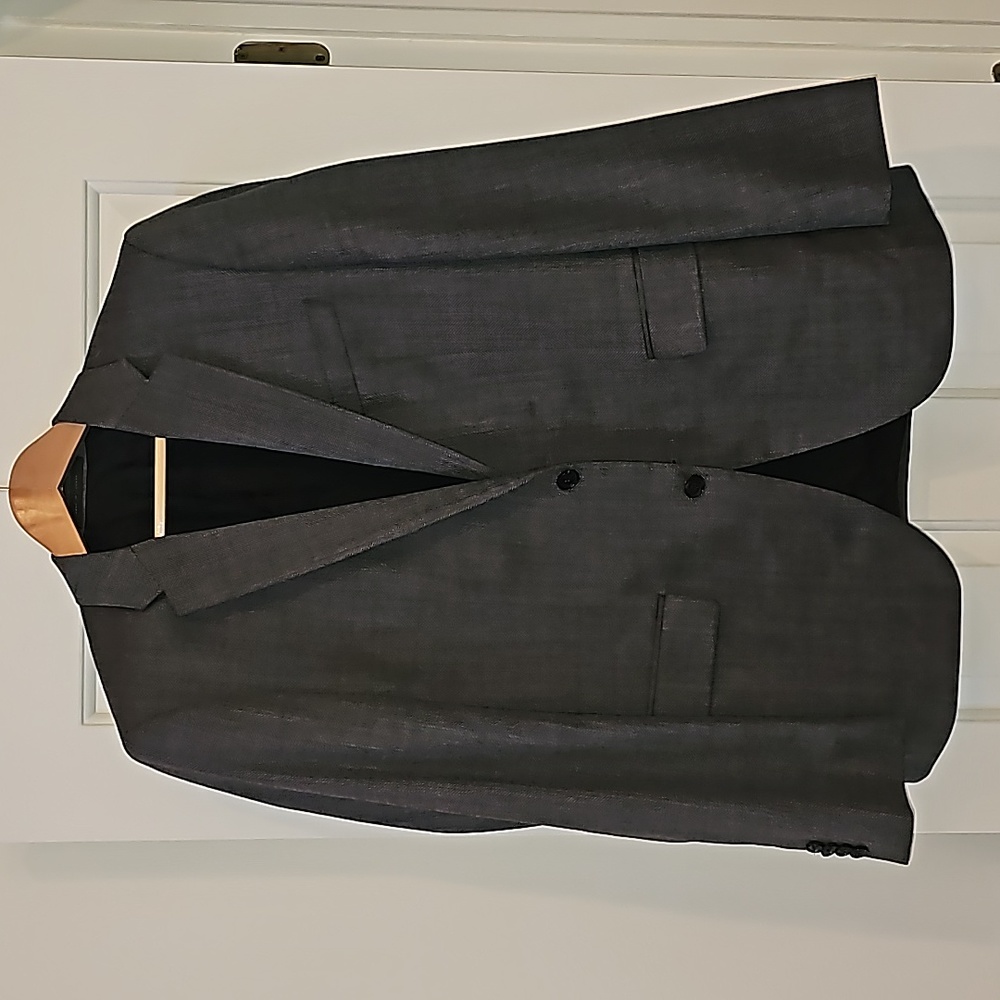Hugo Boss Italian woven suit in dark grey herringbone